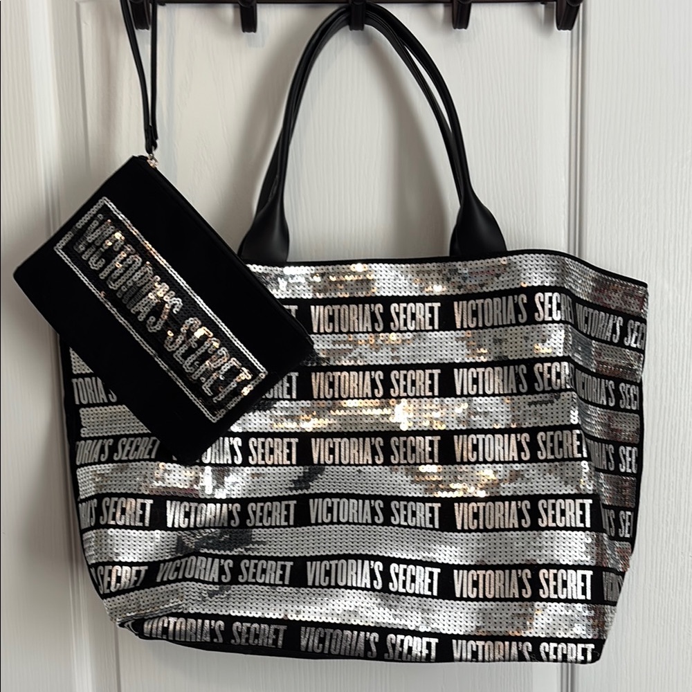 Victoria’s Secret Black sequin tote & wristlet set